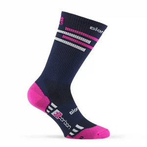 LINES calcetín alto azul marino/rosa/blanco lateral
