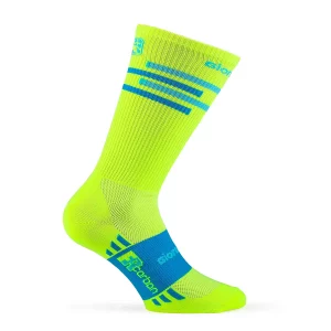 LINES calcetín alto amarillo flúor/azul lateral