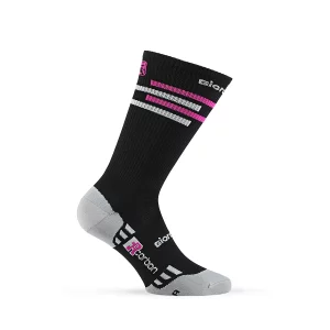 LINES calcetín alto negro/rosa/blanco lateral